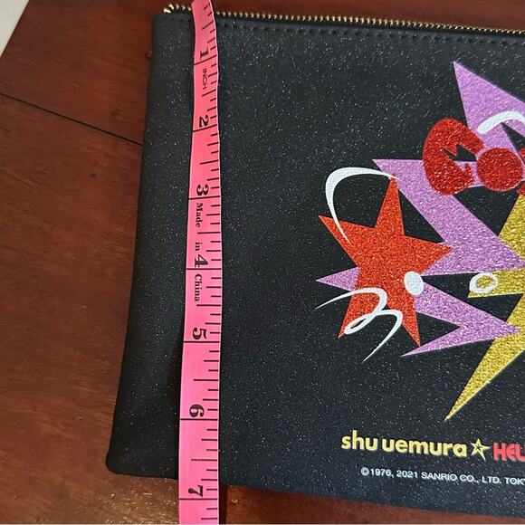 Shu uemura x Hello Kitty Cosmetic Pouch Case Bag Wristlet Black Purse Collab - Picture 6 of 8